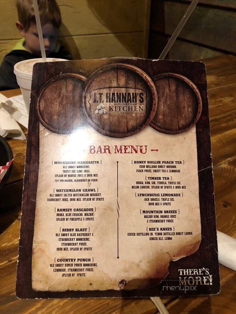 J.T. Hannah's Kitchen - Pigeon Forge, TN menu_pic