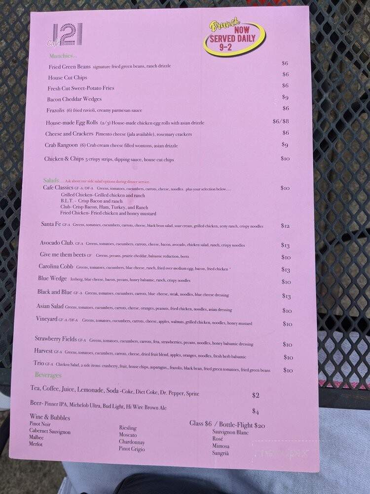 Cafe 121 - Sanford, NC menu_pic