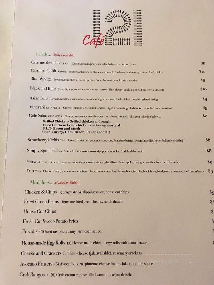 Cafe 121 - Sanford, NC menu_pic