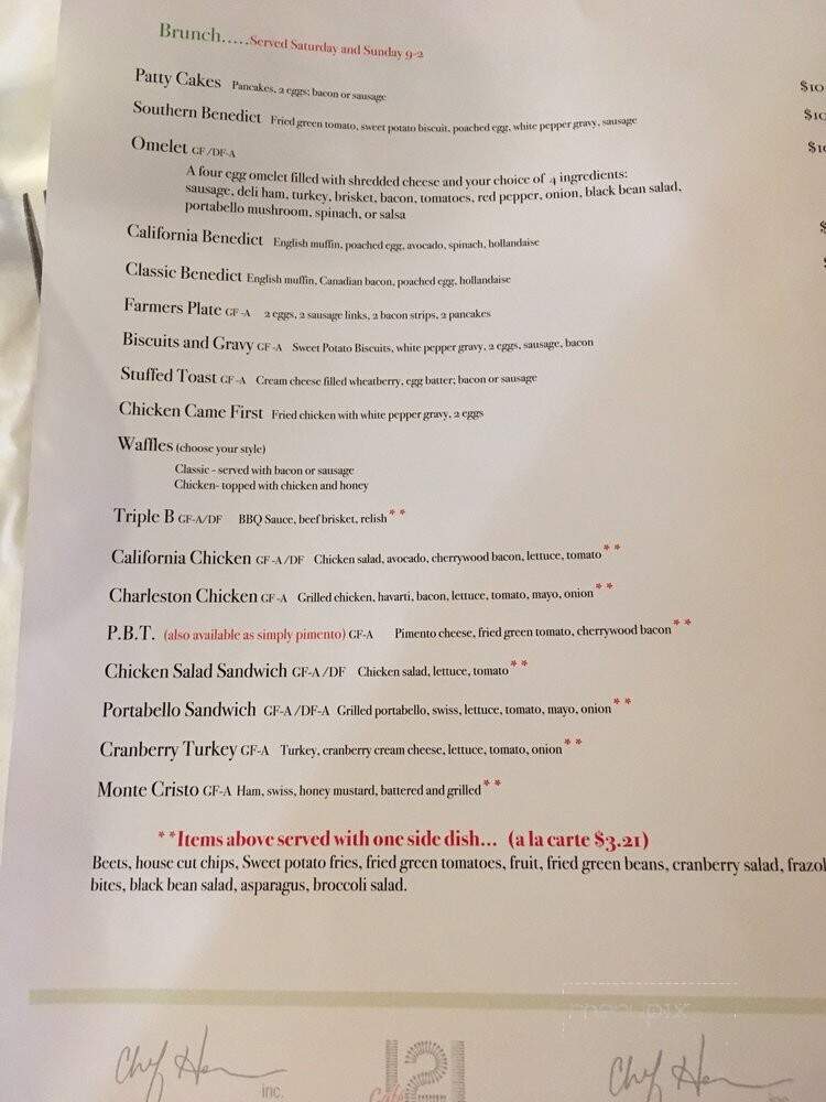Cafe 121 - Sanford, NC menu_pic