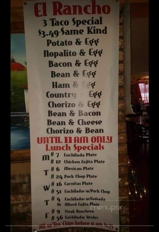 El Rancho Mexican Restaurant - Pleasanton, TX menu_pic