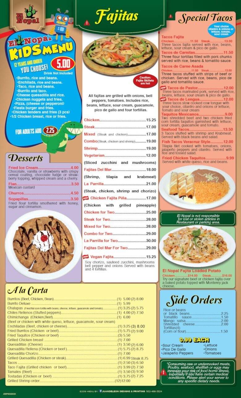 El Nopal Mexican Cuisine - Seymour, IN menu_pic