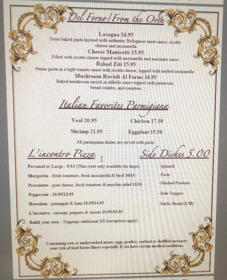 Lincontro Italian Restaurant - Lake Wales, FL menu_pic