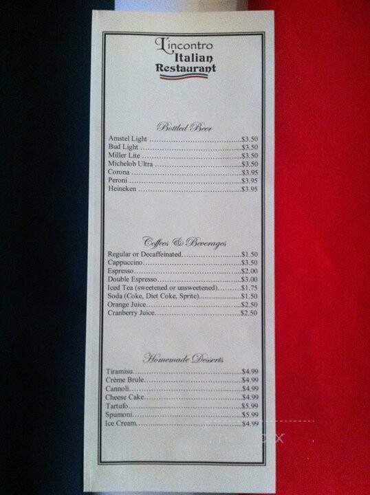 Lincontro Italian Restaurant - Lake Wales, FL menu_pic