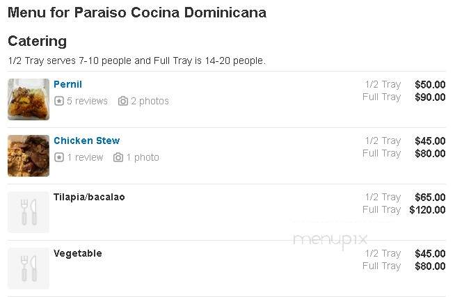 Paraiso Cocina Dominicana - Montclair, NJ menu_pic