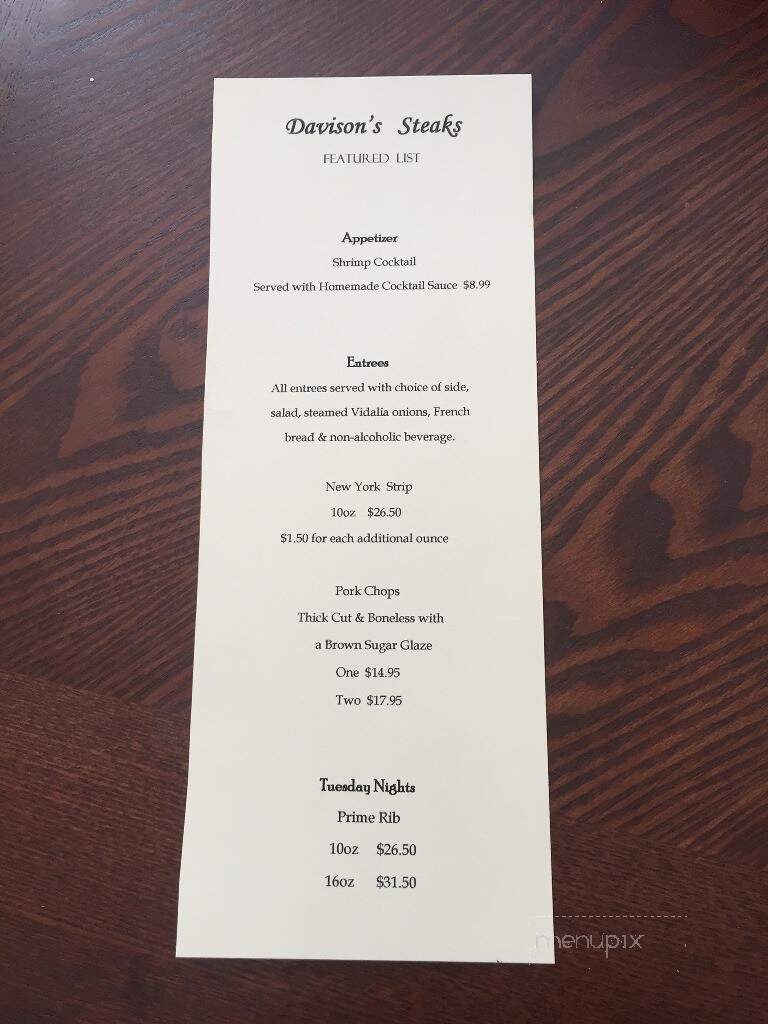 Davidson's Steaks - Sanford, NC menu_pic