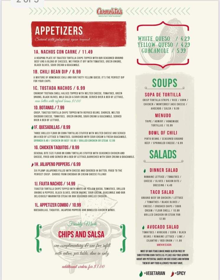 Carmelita's Mexican Restaurant - New Port Richey, FL menu_pic