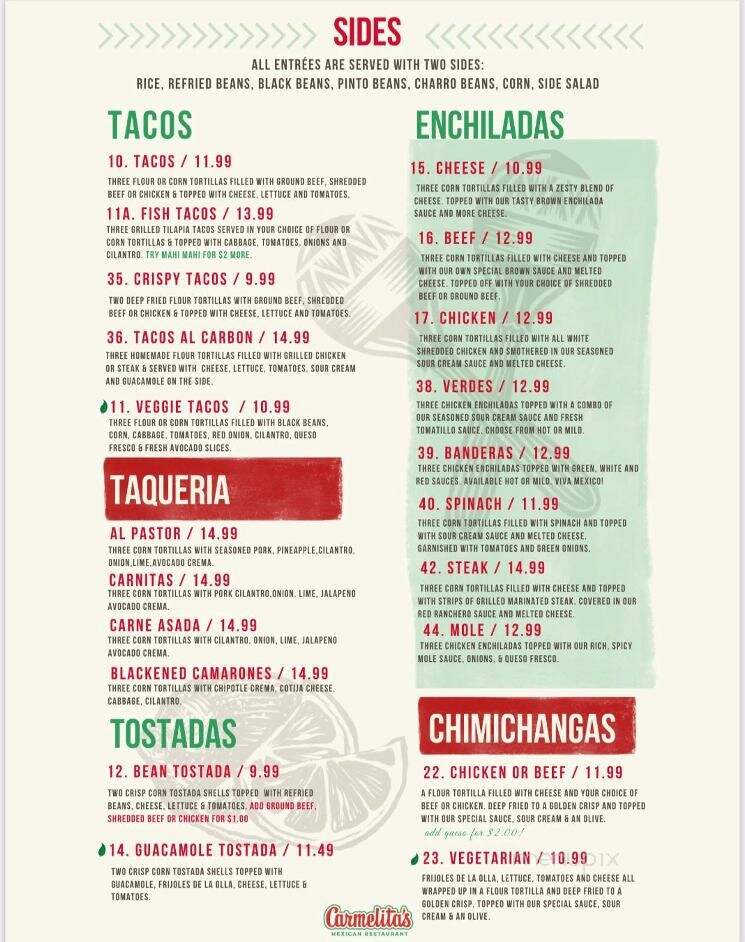 Carmelita's Mexican Restaurant - New Port Richey, FL menu_pic
