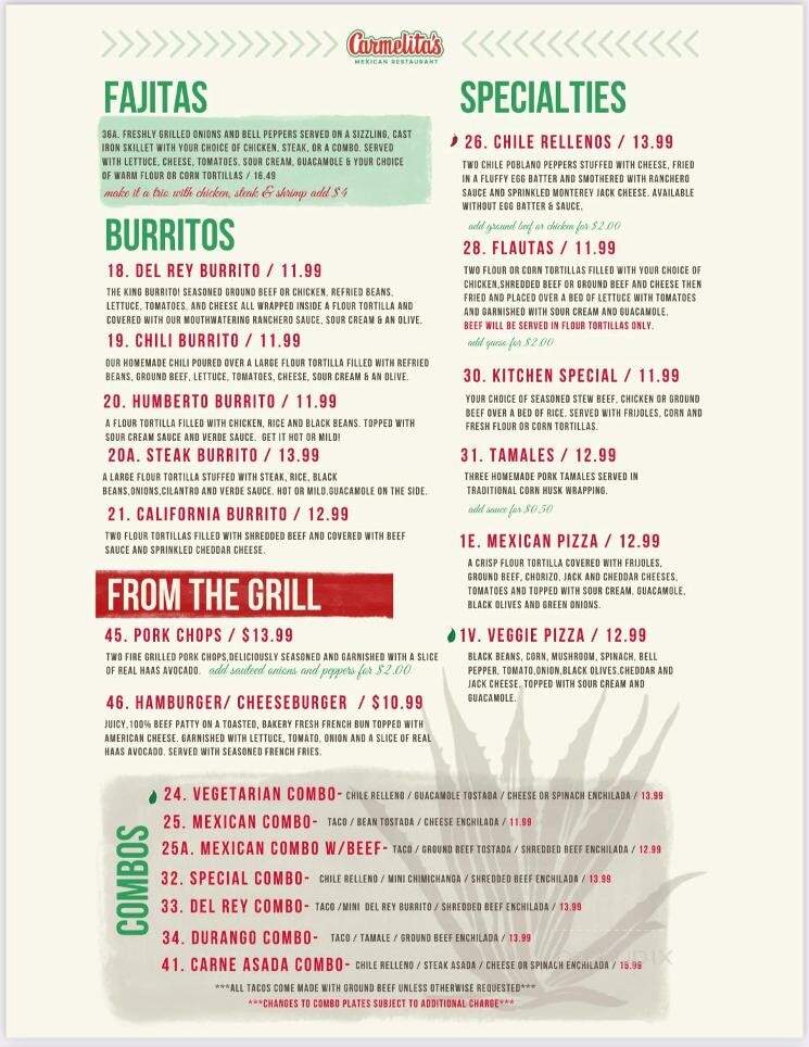 Carmelita's Mexican Restaurant - New Port Richey, FL menu_pic