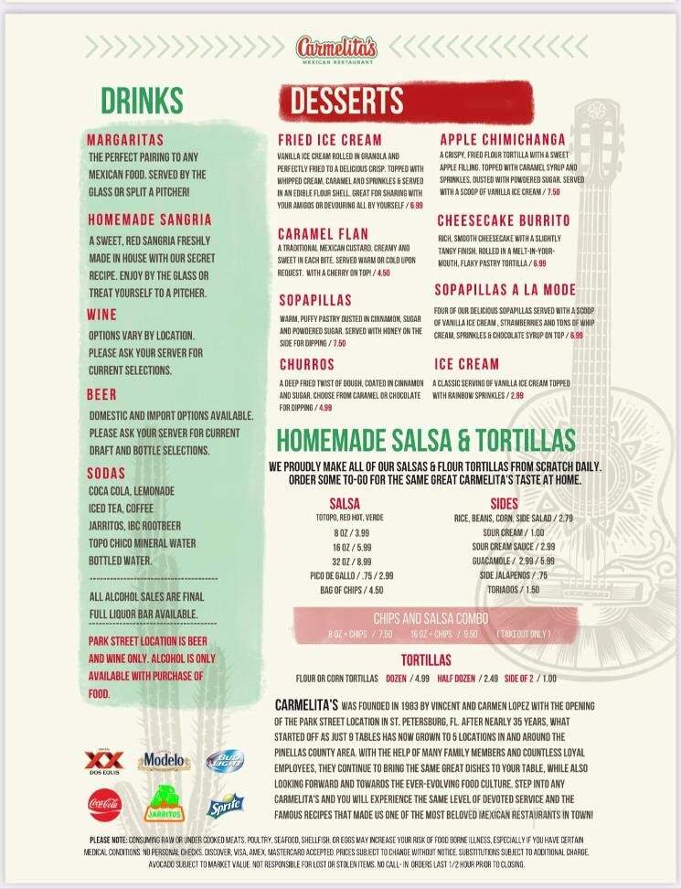 Carmelita's Mexican Restaurant - New Port Richey, FL menu_pic