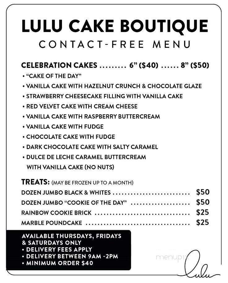 Lulu's Bakery - Scarsdale, NY menu_pic