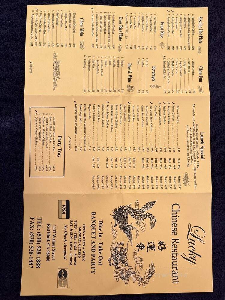 Lucky Chinese - Red Bluff, CA menu_pic