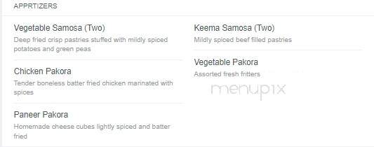 Raja India - Mason, OH menu_pic