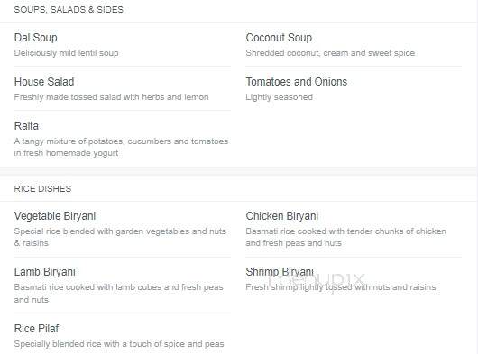 Raja India - Mason, OH menu_pic