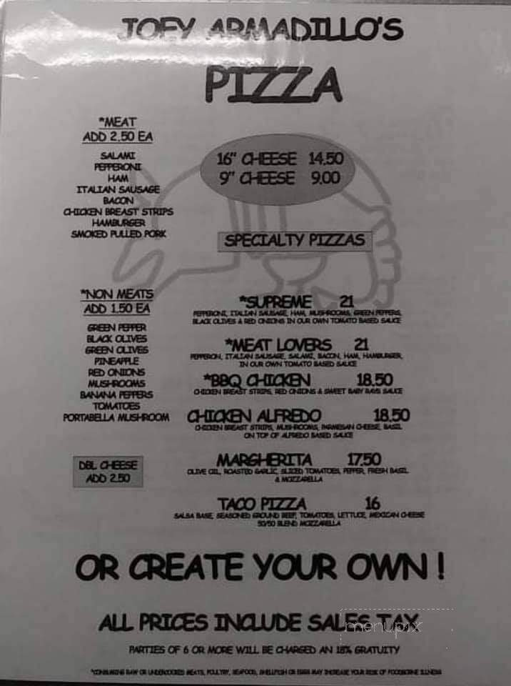 Joey Armadillos - Niles, MI menu_pic