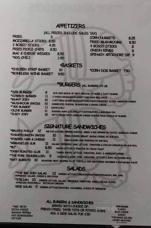 Joey Armadillos - Niles, MI menu_pic