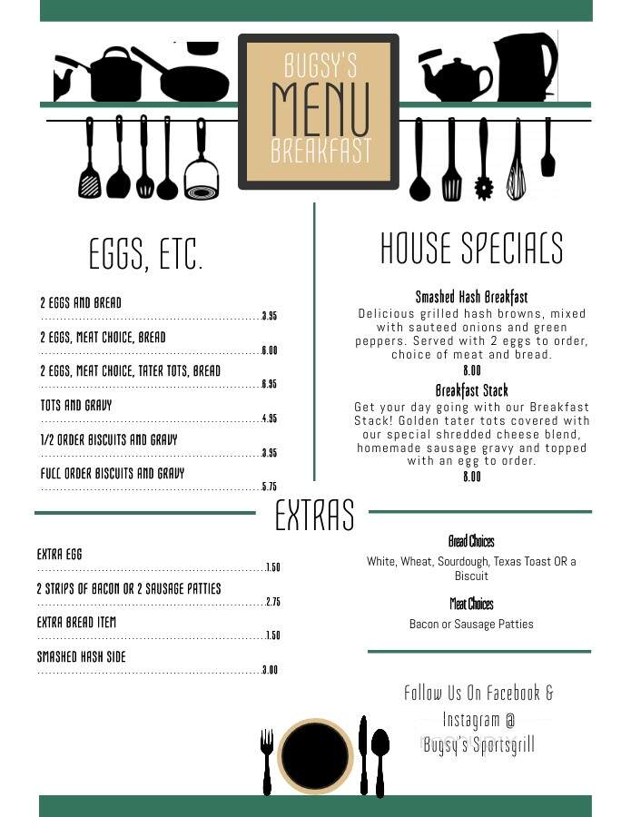 Bugsy's Sports Grill - Indianapolis, IN menu_pic