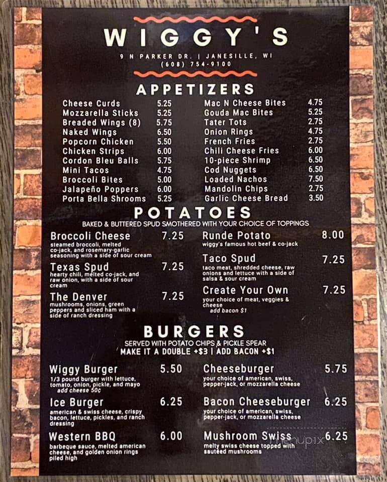 Wiggies Saloon - Janesville, WI menu_pic