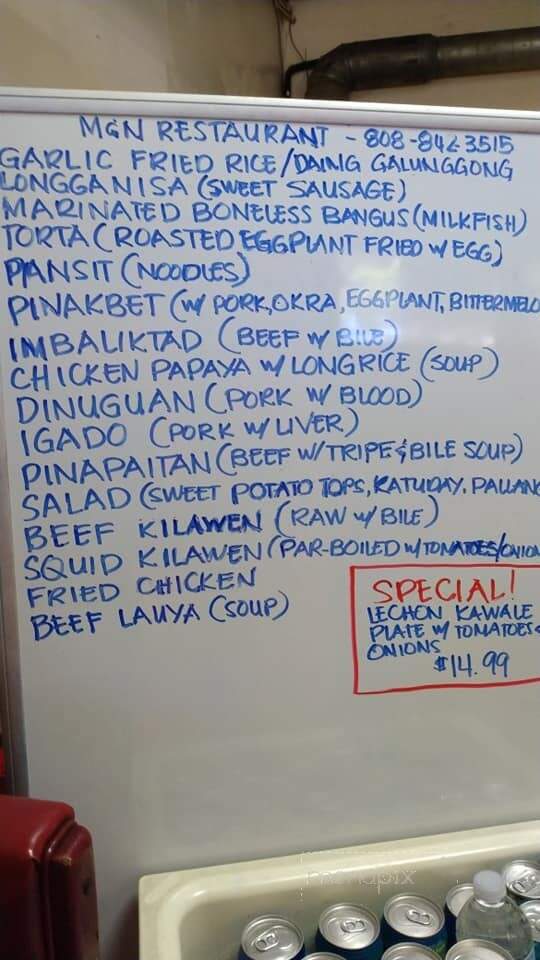 M & N Filipino Restaurant - Honolulu, HI menu_pic