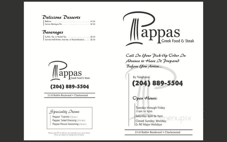 Pappas Greek Food & Steak - Winnipeg, MB menu_pic