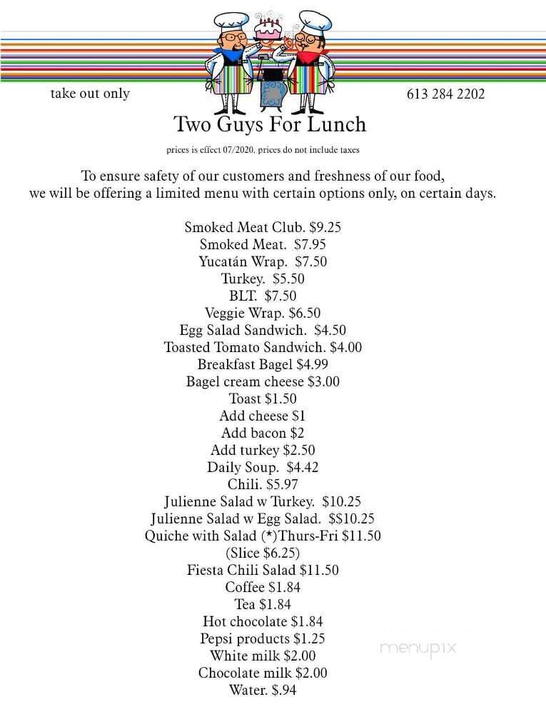 Two Guys For Lunch - Smiths Falls, ON menu_pic