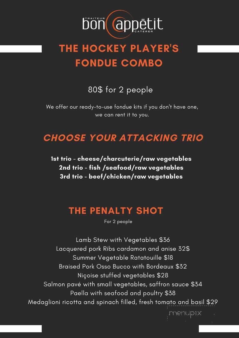 Traiteur Bon Appetit Inc - Montreal, QC menu_pic