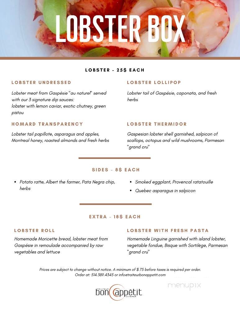 Traiteur Bon Appetit Inc - Montreal, QC menu_pic