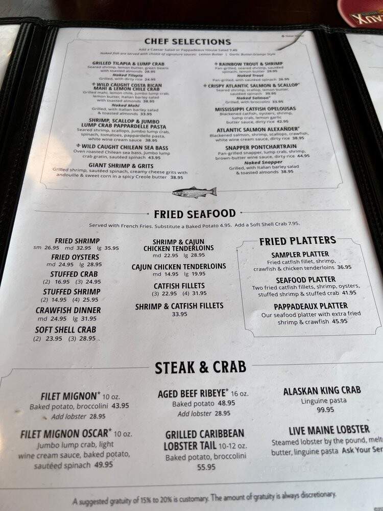 Pappadeaux Seafood Kitchen - Westmont, IL menu_pic