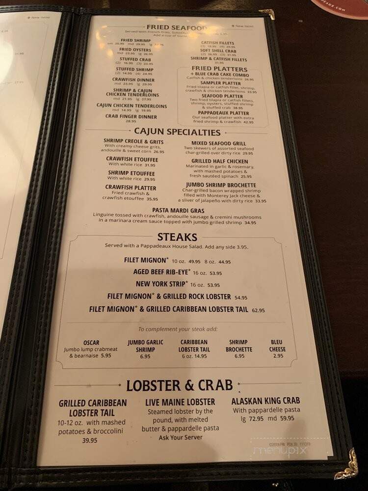 Pappadeaux Seafood Kitchen - Westmont, IL menu_pic