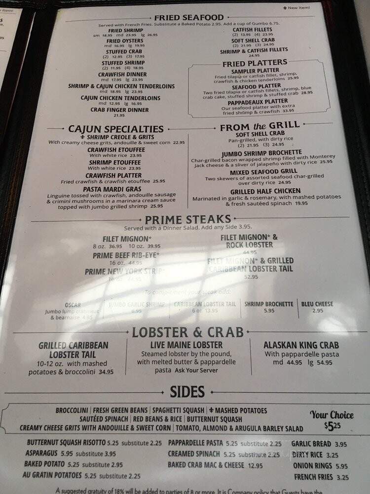 Pappadeaux Seafood Kitchen - Westmont, IL menu_pic