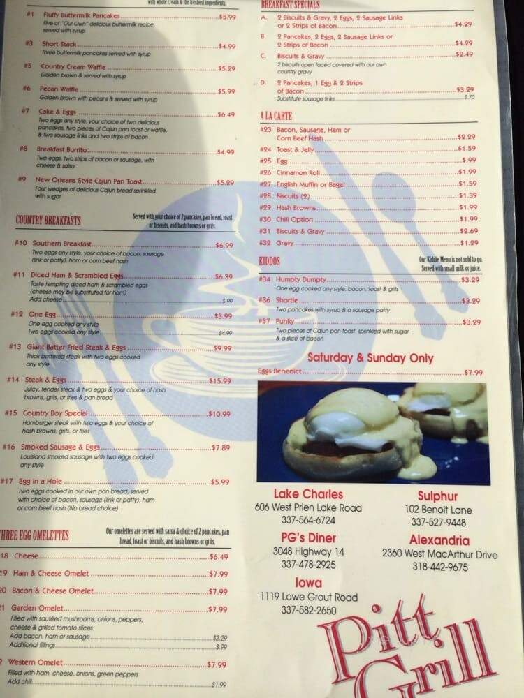 Pitt Grill Restaurant - Alexandria, LA menu_pic
