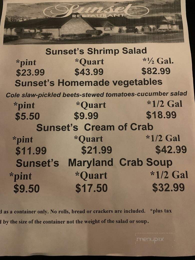 Sunset Restaurant - Glen Burnie, MD menu_pic