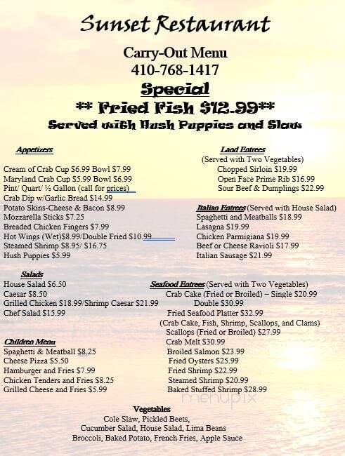 Sunset Restaurant - Glen Burnie, MD menu_pic