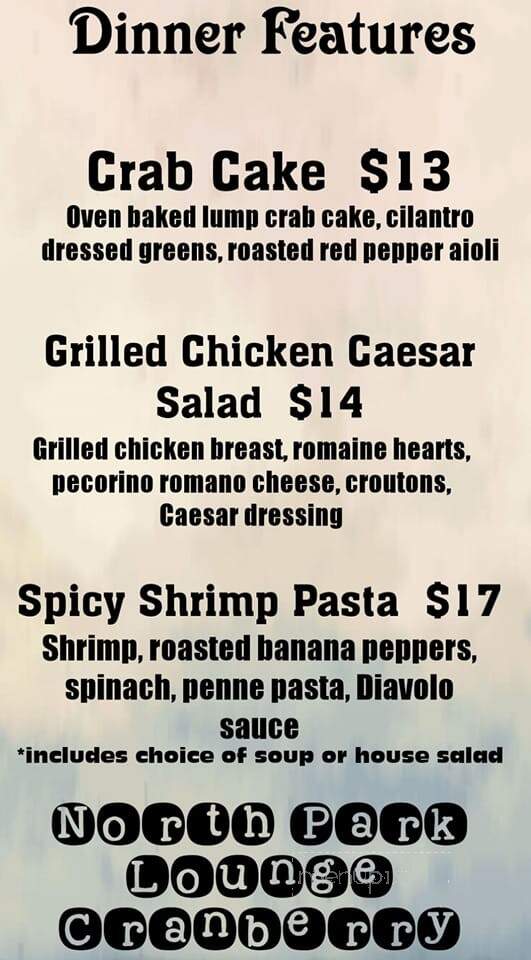 North Park Lounge Deckhouse - Cranberry Township, PA menu_pic