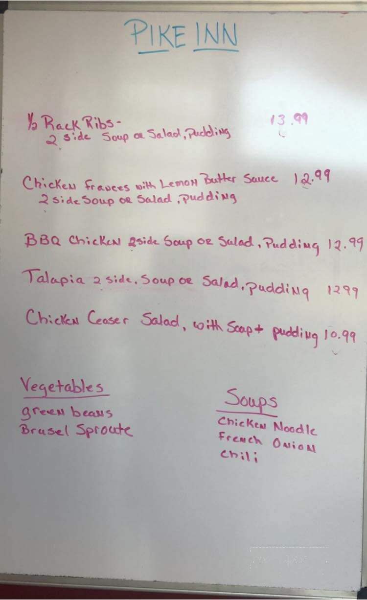 Shelly's Pike Inn - Houston, PA menu_pic