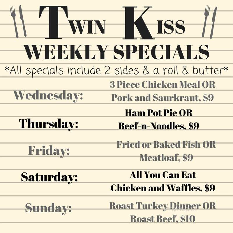 Twin Kiss Restaurant - Howard, PA menu_pic