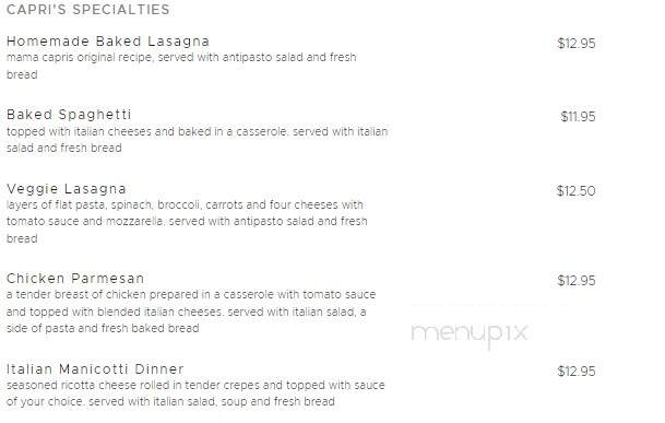 Capri's Italian - Easley, SC menu_pic