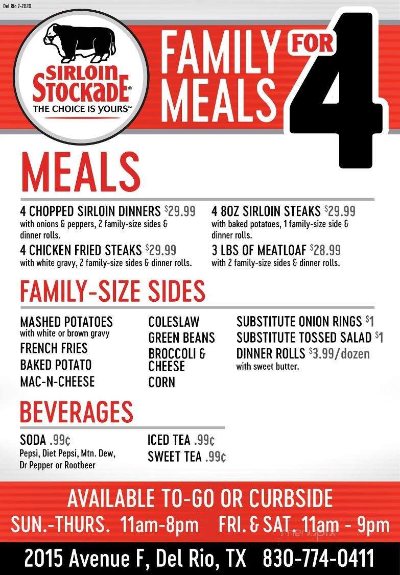 Sirloin Stockade - Del Rio, TX menu_pic