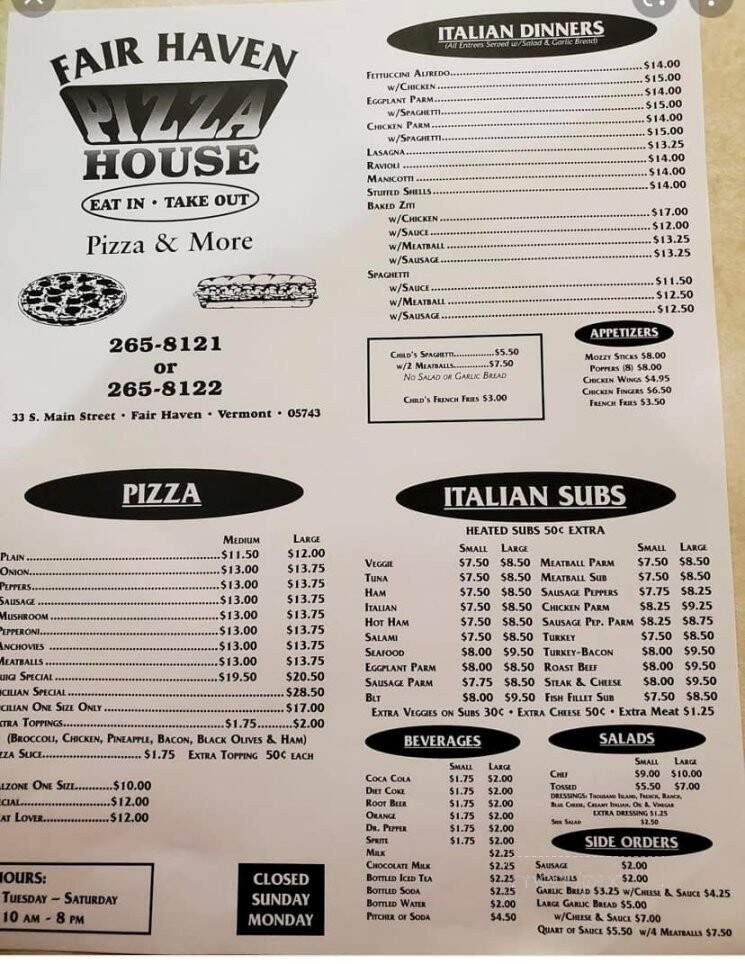 Fair Haven Pizza House & Subs - Fair Haven, VT