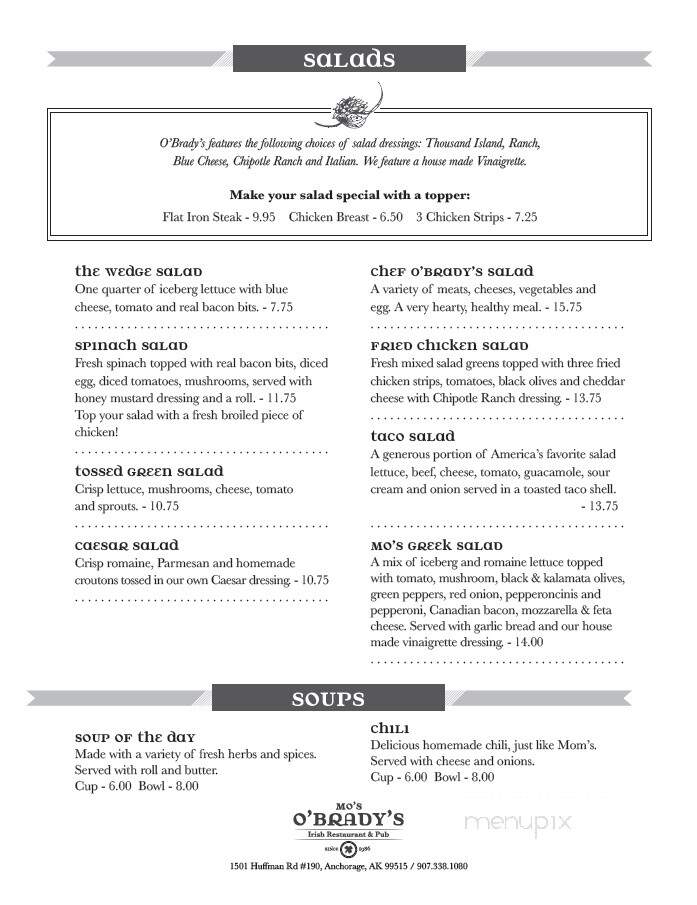 Mo's O'Brady's - Anchorage, AK menu_pic