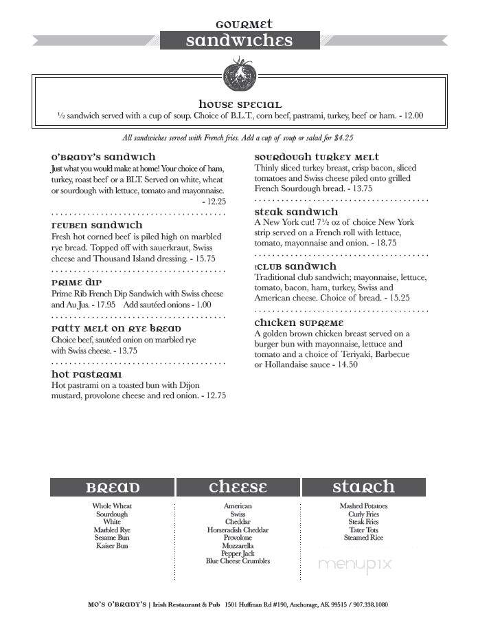 Mo's O'Brady's - Anchorage, AK menu_pic