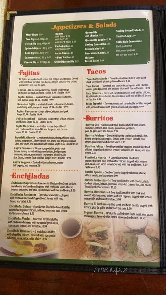 La Huerta Mexican Restaurant - Conway, AR menu_pic