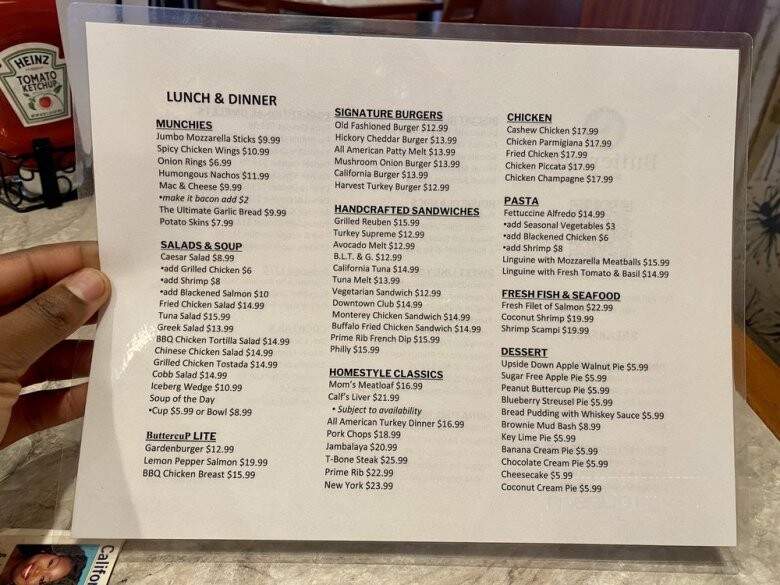 Buttercup Grill & Bar - Concord, CA menu_pic