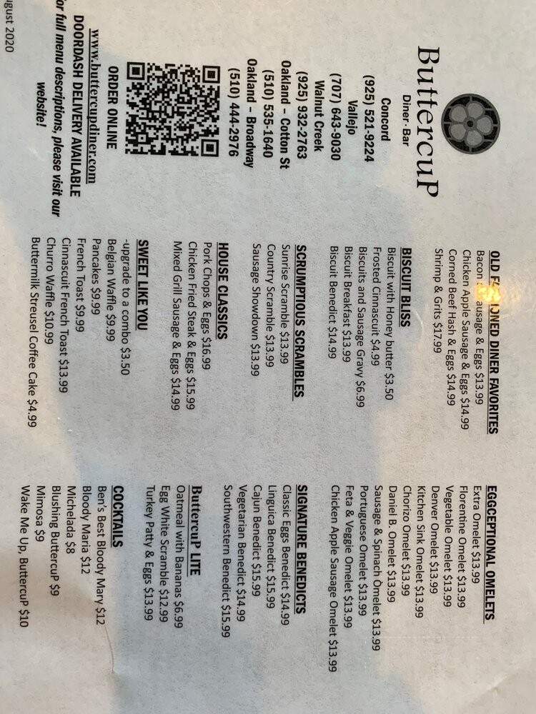 Buttercup Grill & Bar - Concord, CA menu_pic
