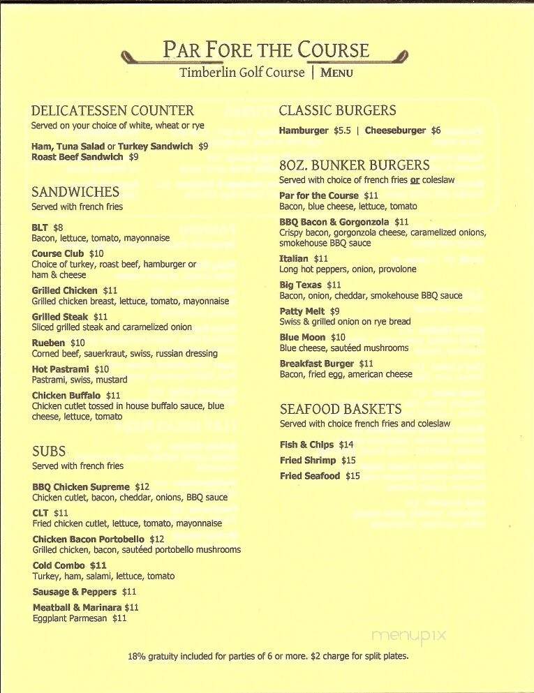 Par For The Course - Berlin, CT menu_pic
