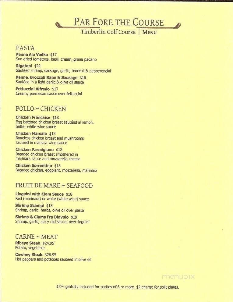 Par For The Course - Berlin, CT menu_pic