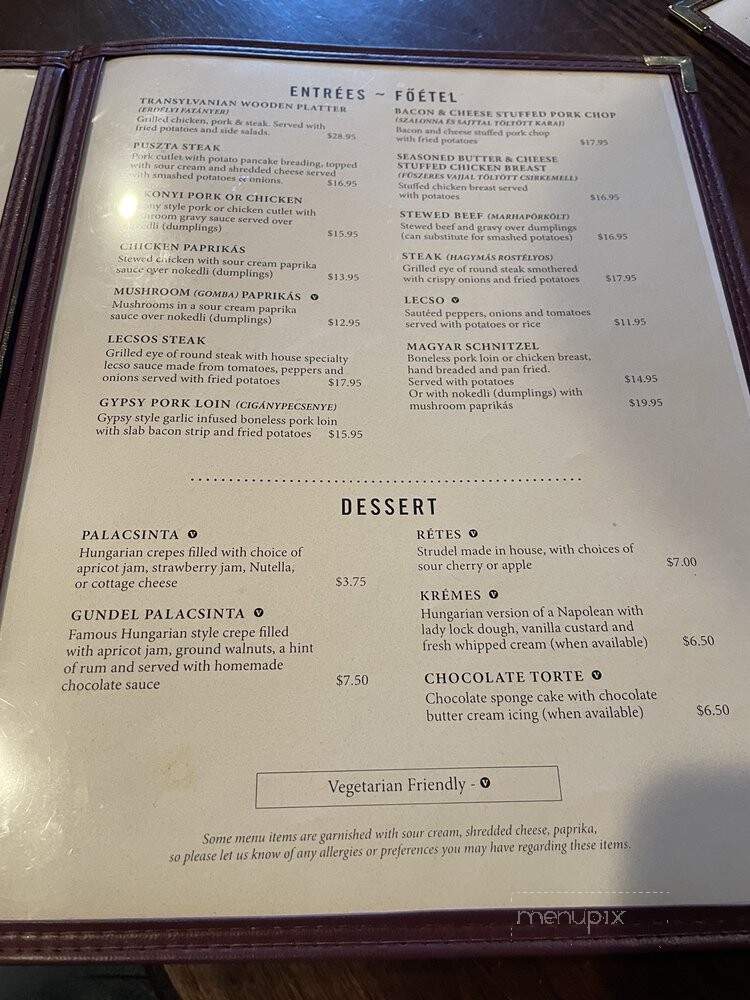 Huszar - Pittsburgh, PA menu_pic