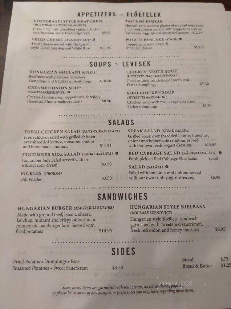 Huszar - Pittsburgh, PA menu_pic