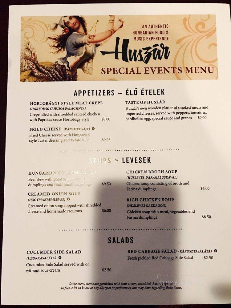 Huszar - Pittsburgh, PA menu_pic