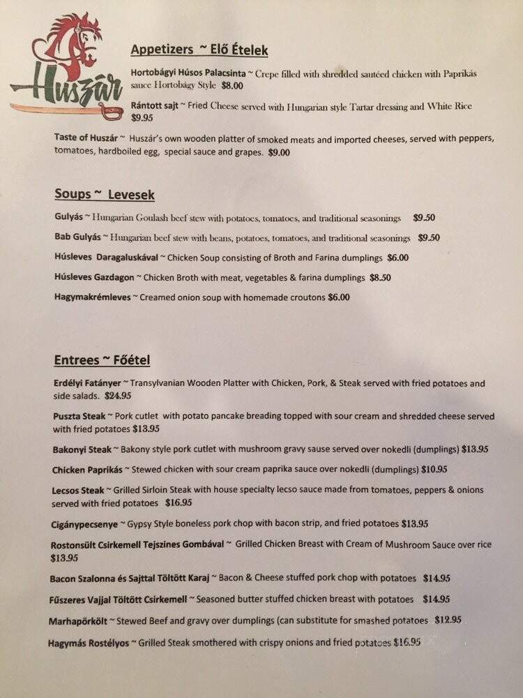 Huszar - Pittsburgh, PA menu_pic